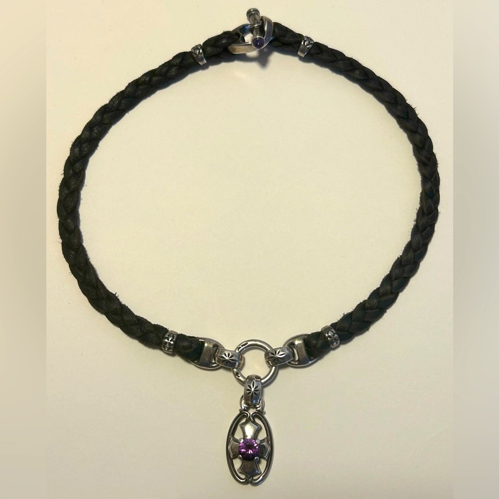 Bill Wall Leather - BWL SS 925 Necklace Cross Amethyst Stone Pendant {EXCLUSIVE}